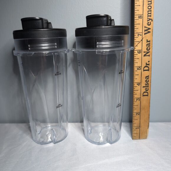 Pair of Ninja Replacement 16oz Blender Cup with Sip and Seal Lids Measurements - Picture 2 of 11